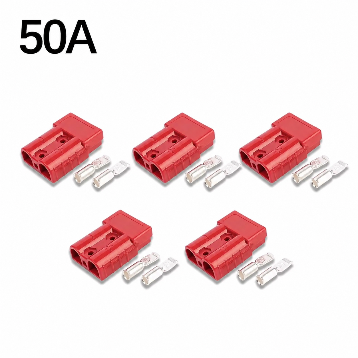 CONECTOR ANDERSON COLOR ROJO 50A. 5-PIEZAS.